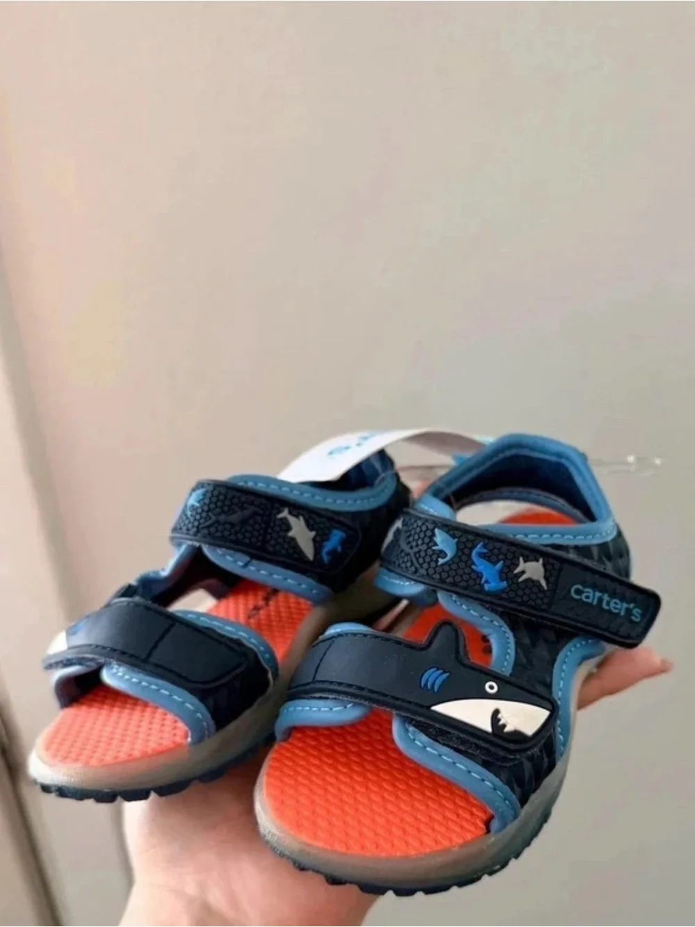 Carter's Navy and Orange Shark-Accent Kids Sandals